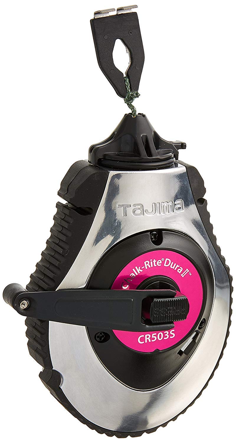 خط الطباشير TAJIMA - صندوق الطباشير Chalk-Rite Dura مع خط 100 قدم سميك 1.8 مم وقبضة مدمجة للإفراج - CR503S